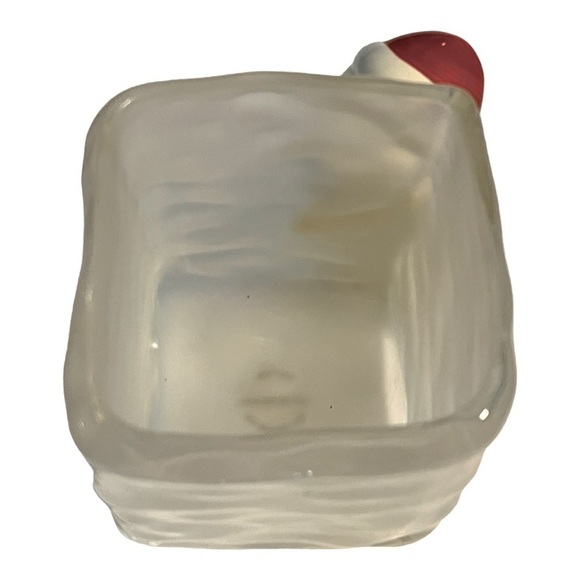 POLAR bear with Santa hat hugging frosted planter. - Picture 5 of 8